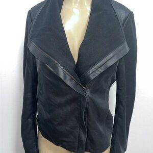 T Thahari draped zip up Genuine leather black jacket size M